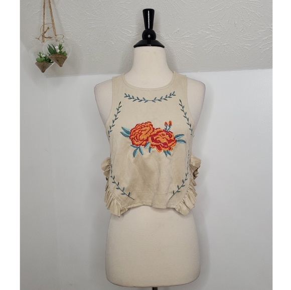 Zara Tops - Zara Trafaluc Faux Suede Cropped Tank